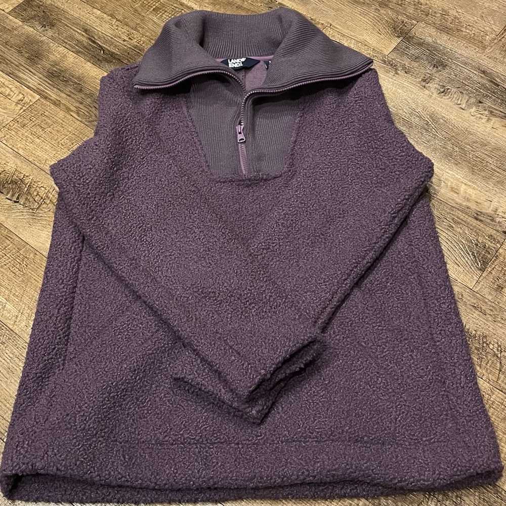 Lands' End Women's Size Small Purple Cozy Boucle Fleece Pullover